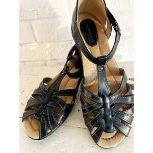 Earth Origins Sandals Womens Size 10M Black Leather Comfort Shoes Size 10